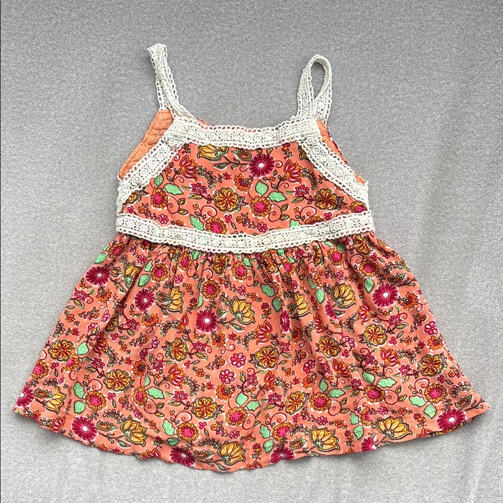 Peek Floral Sleeveless Dress with Crochet Details, Size 12-18 months